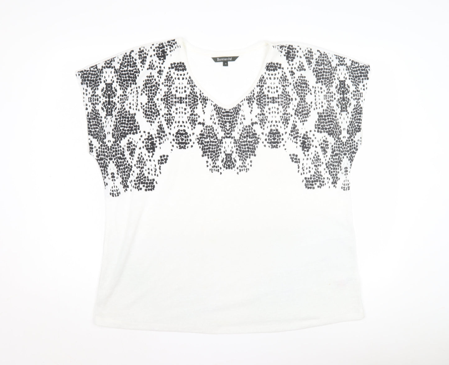 Bonmarché Women's White Animal Print T-Shirt Size 18
