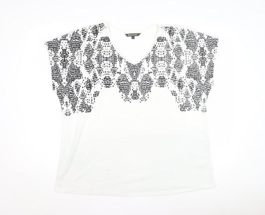 Bonmarché Women's White Animal Print T-Shirt Size 18