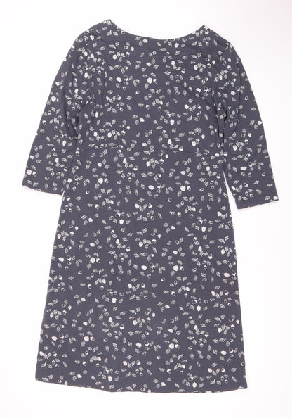 Weird Fish Women's Grey Floral Shift Dress Size 8