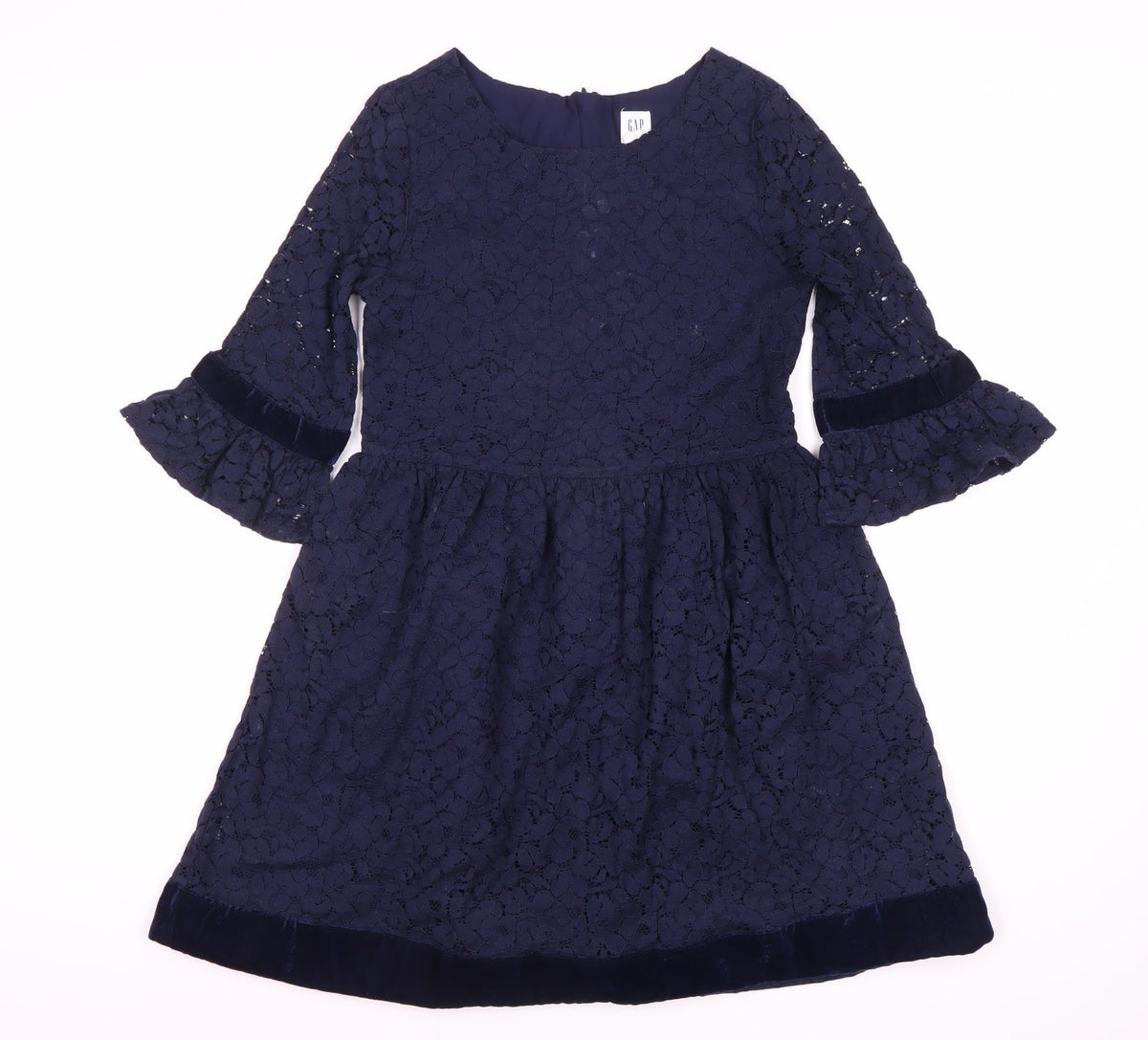 GAP Blue A-Line Party Dress for Girls - M, Lace, 3/4 Sleeve