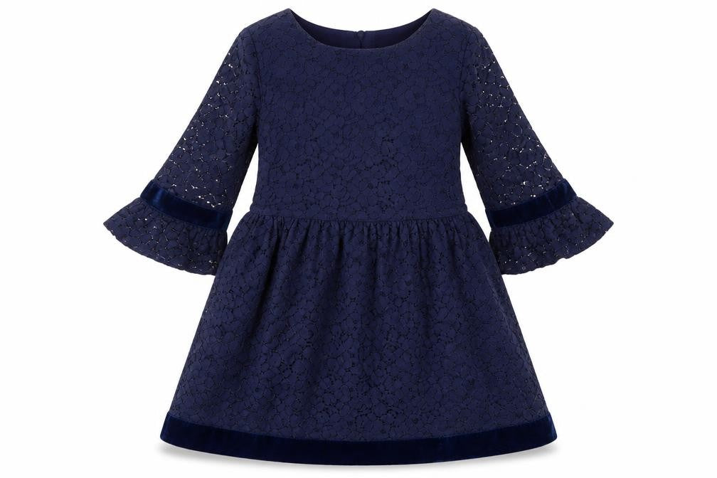 GAP Blue A-Line Party Dress for Girls - M, Lace, 3/4 Sleeve