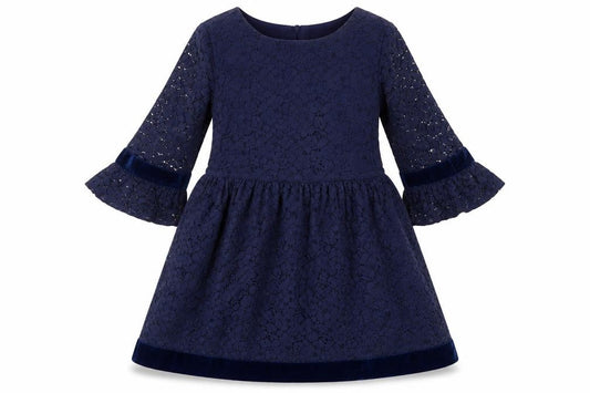 GAP Blue A-Line Party Dress for Girls - M, Lace, 3/4 Sleeve