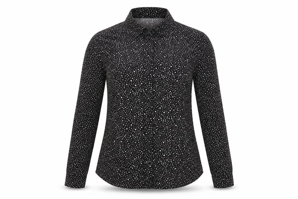 Mango Women's Black Polka Dot Button-Up Shirt Size 12