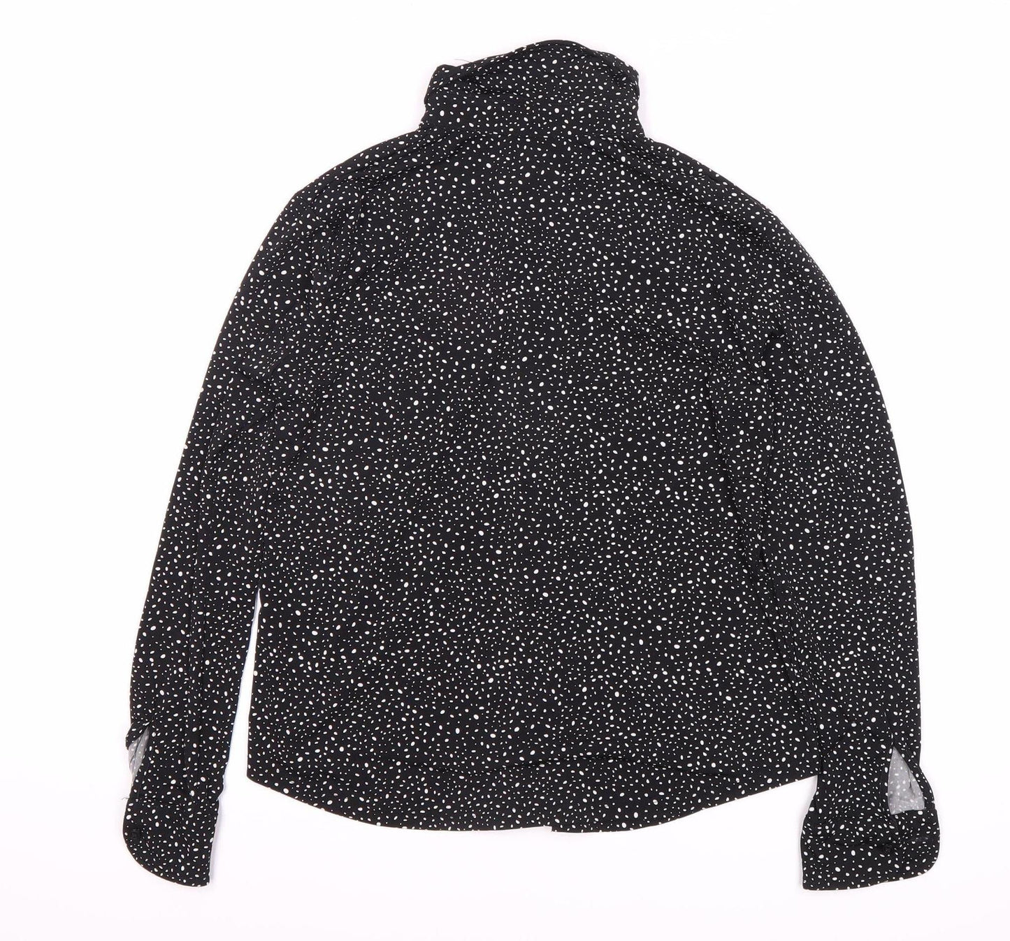 Mango Women's Black Polka Dot Button-Up Shirt Size 12