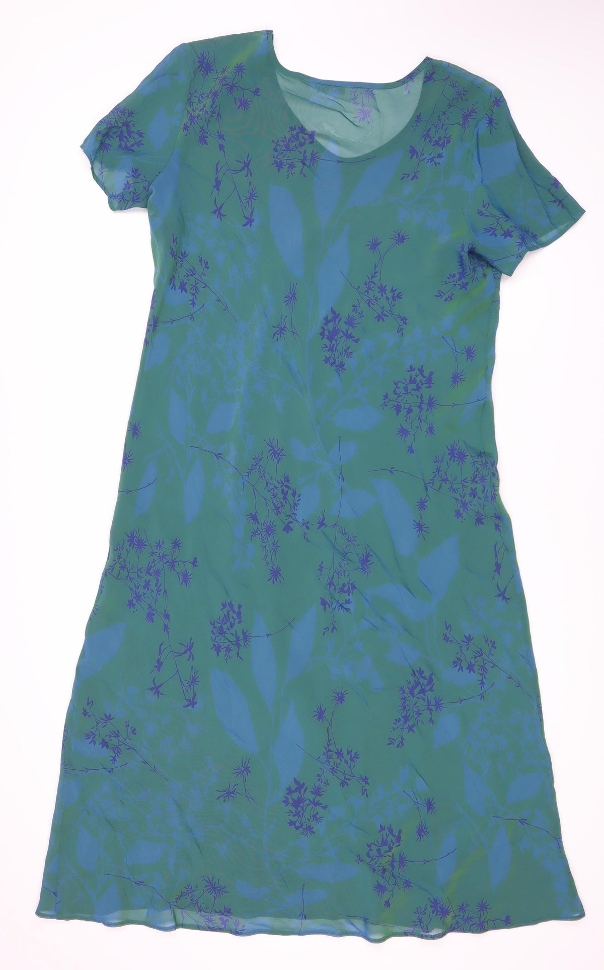 Marks & Spencer Women's Green Floral Dress, Size 12