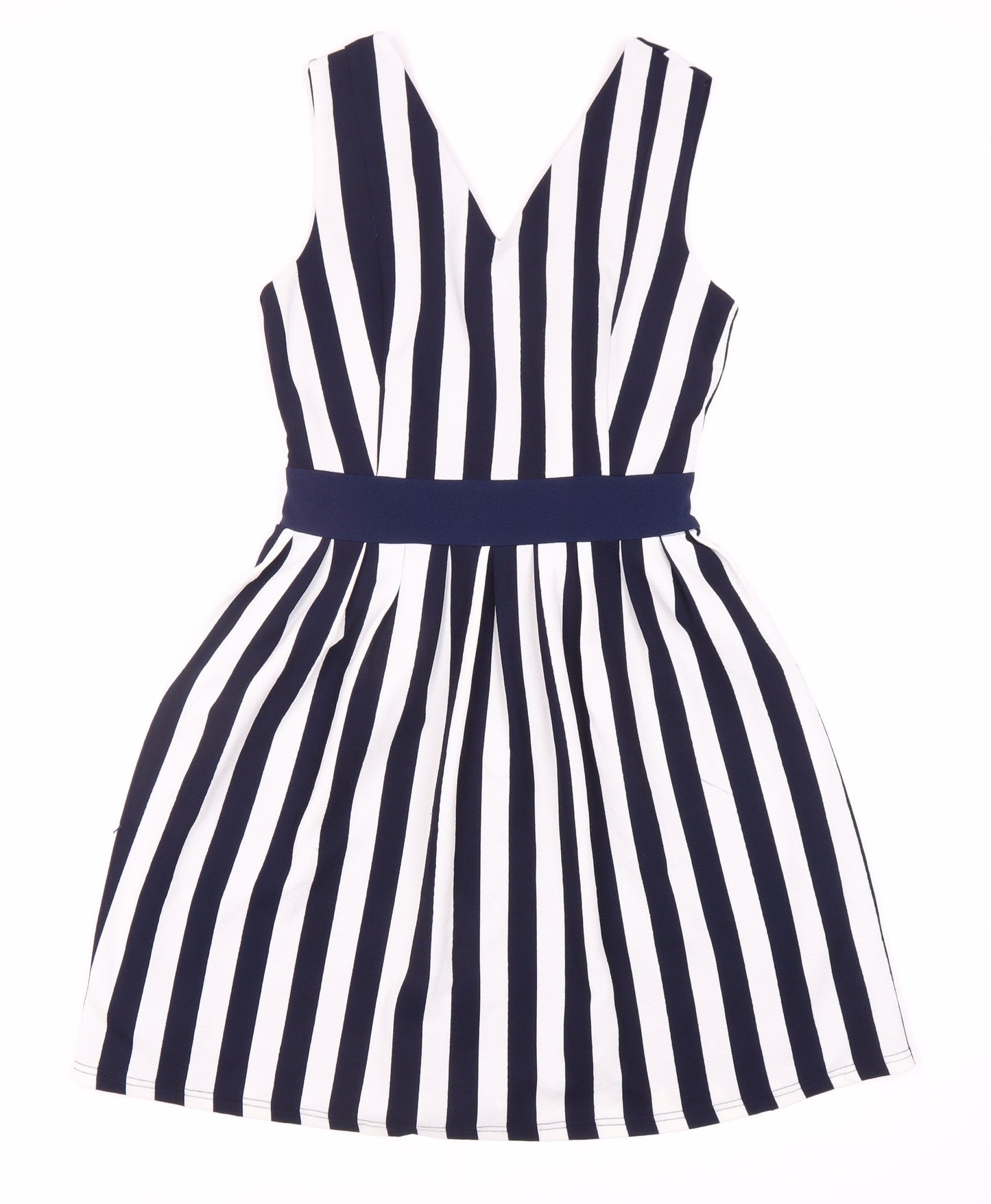 Yumi Women's Blue Striped Fit & Flare Dress Size 8