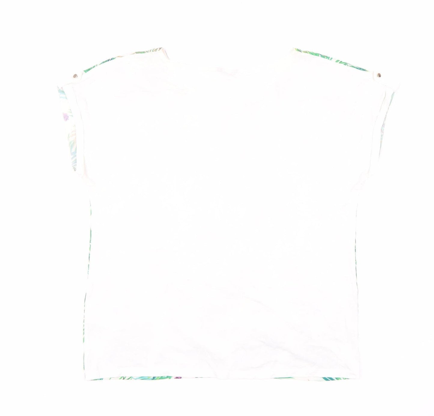 M&Co Women's Ivory Floral Cap Sleeve T-Shirt Size 12