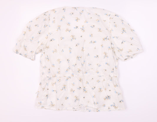 Kaffe Women's White Floral Wrap Blouse Size 10