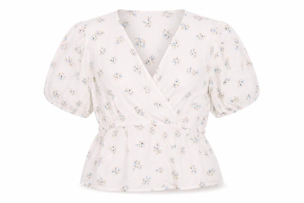 Kaffe Women's White Floral Wrap Blouse Size 10