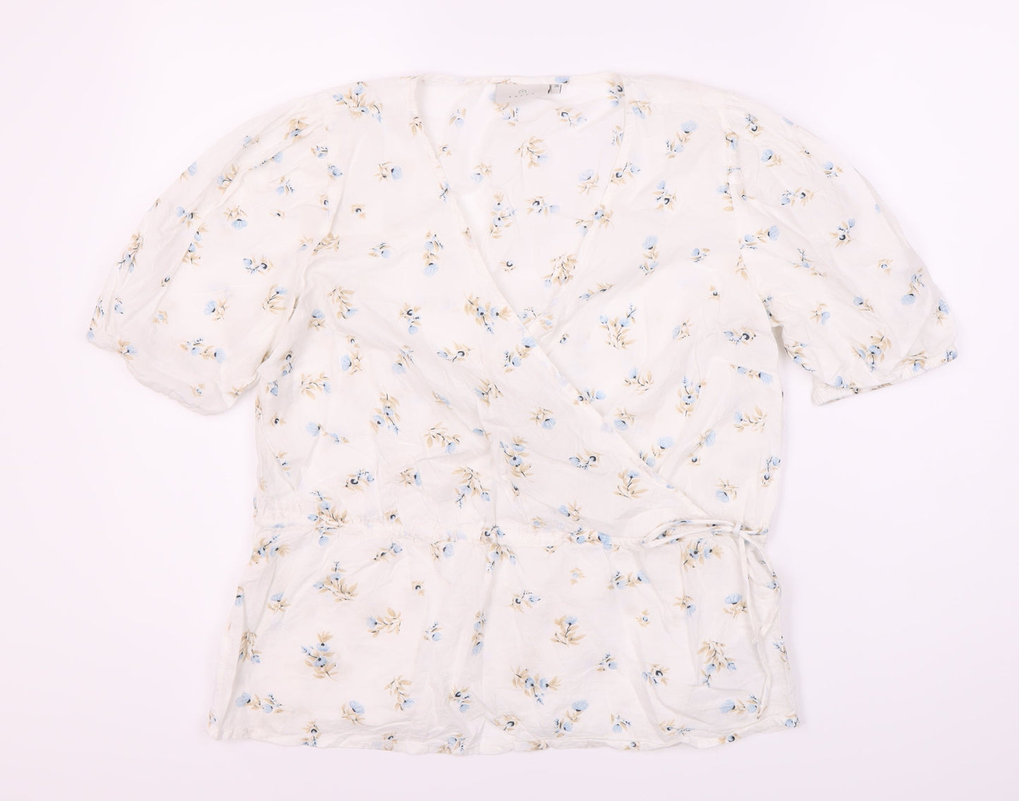 Kaffe Women's White Floral Wrap Blouse Size 10