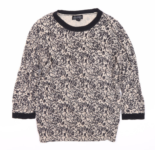 Topshop Women's Multicoloured Animal Print Pullover Jumper Size 10