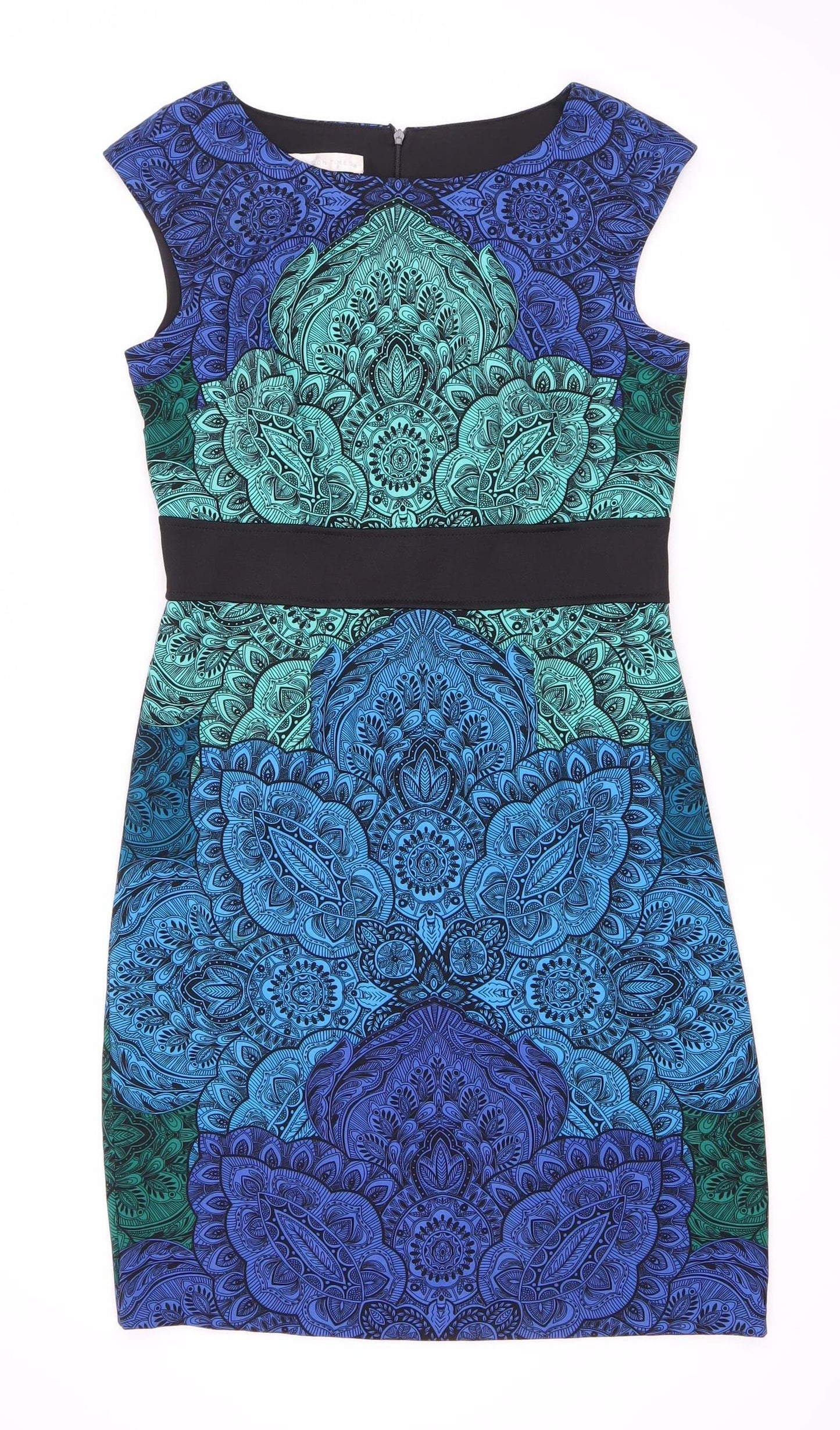 LONDON TIMES Women's Blue Green Paisley Sheath Dress Size 6