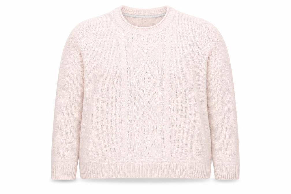 Isle Women's Beige Cable Knit Pullover Jumper XL