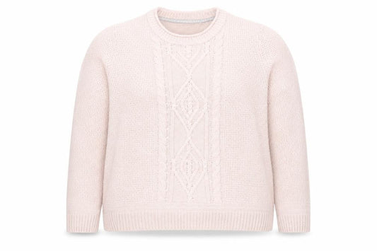 Isle Women's Beige Cable Knit Pullover Jumper XL