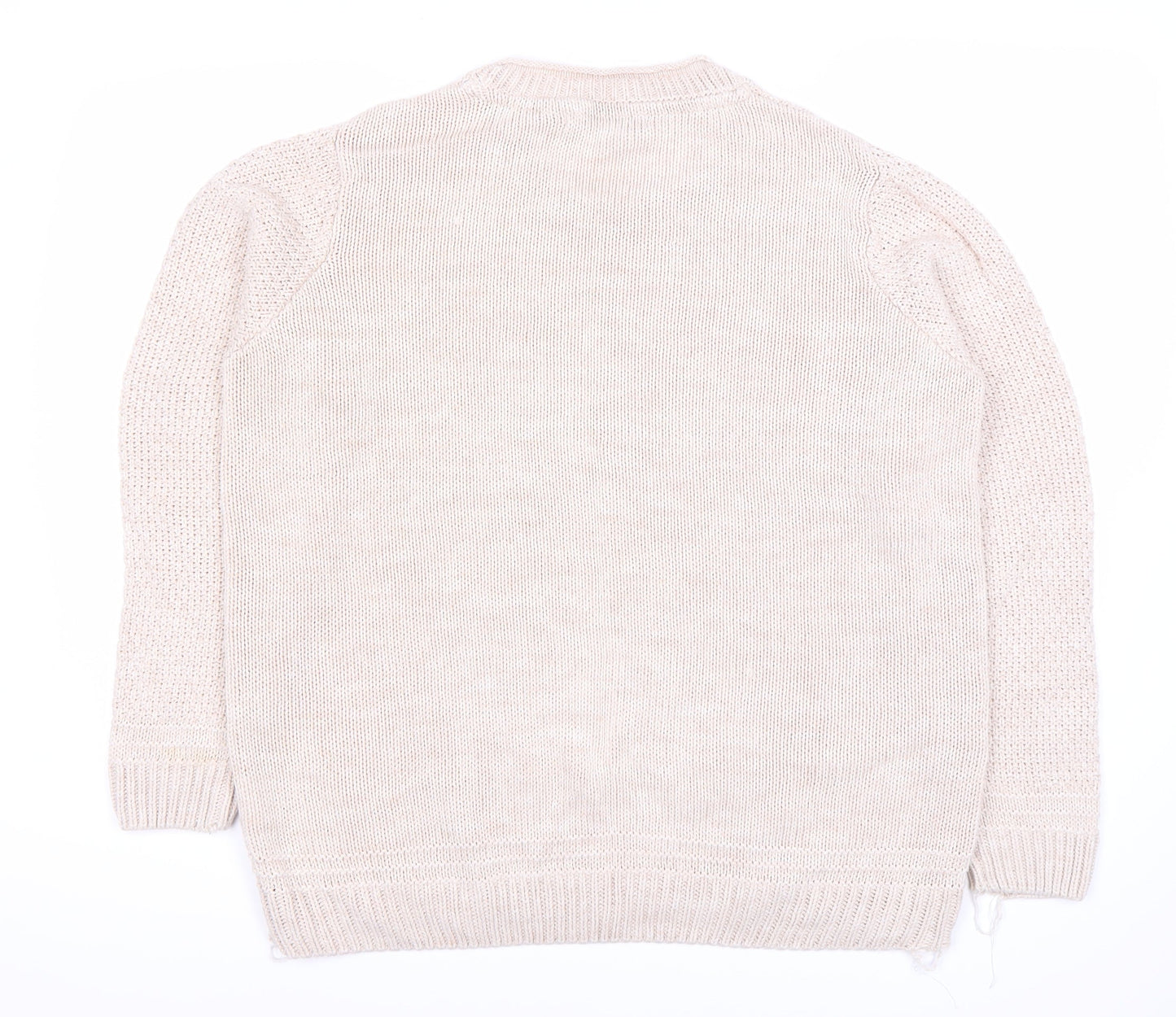 Isle Women's Beige Cable Knit Pullover Jumper XL