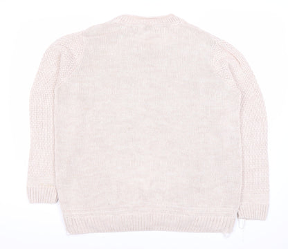 Isle Women's Beige Cable Knit Pullover Jumper XL
