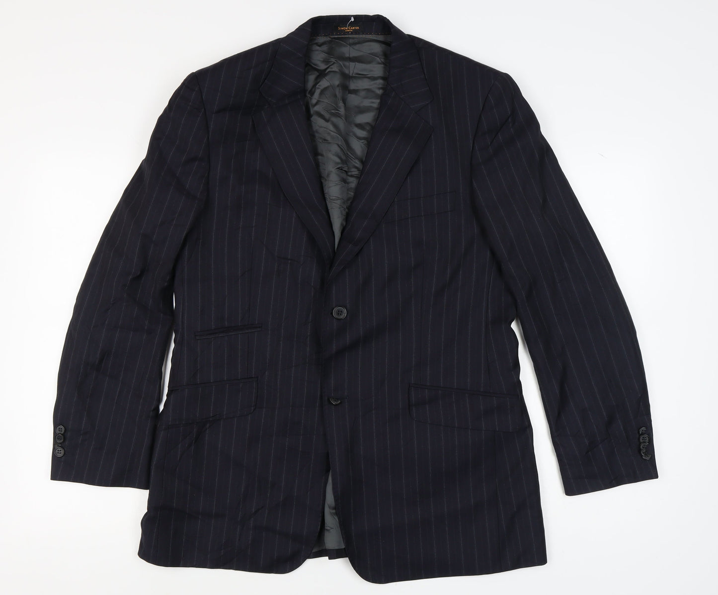 Simon Carter Men's Blue Striped Blazer, Size 40R