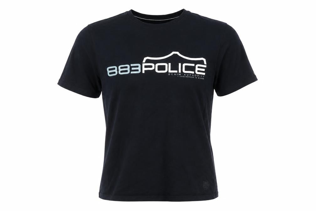 883 Police Men's Black T-Shirt Size 4 Crew Neck Logo