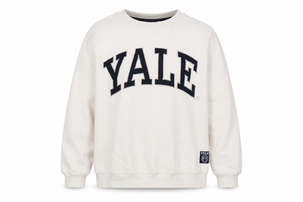 Yale University Unisex White Pullover Sweatshirt L