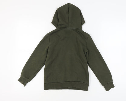 Back view of Puma boys’ green pullover hoodie - 9-10 years