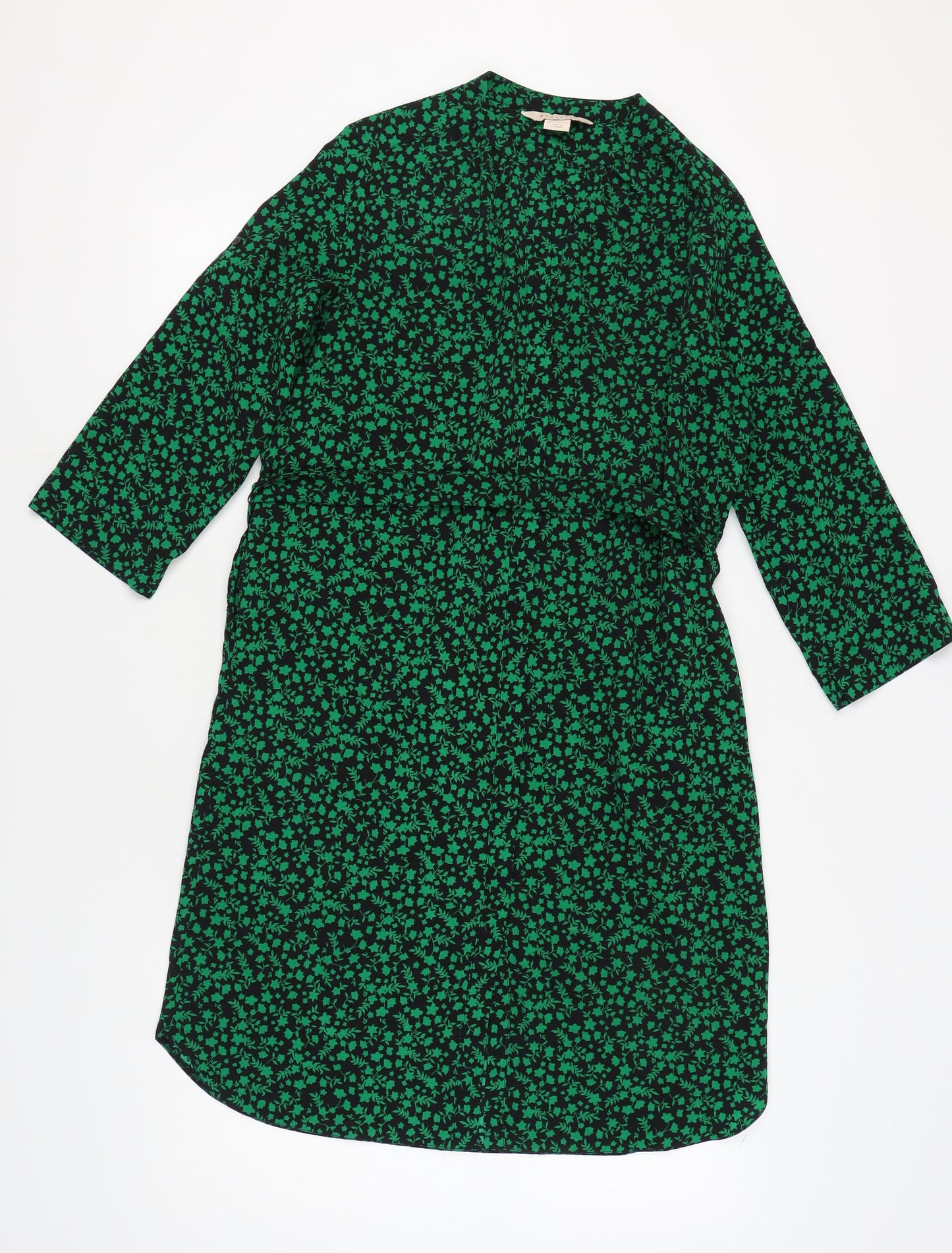Mauvette Women's Green Floral Knee Length Dress
