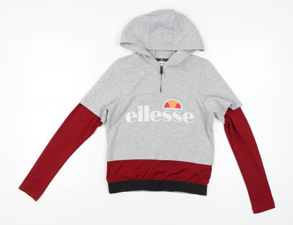 Additional front view of Ellesse Women's Grey Red Hoodie, size 6