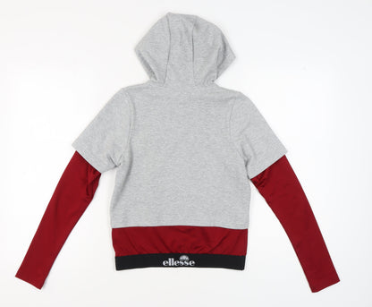 Back view of Ellesse Women's Grey Red Hoodie, size 6
