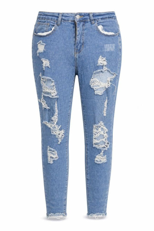 ChicMe Women's Blue Distressed Skinny Jeans XL