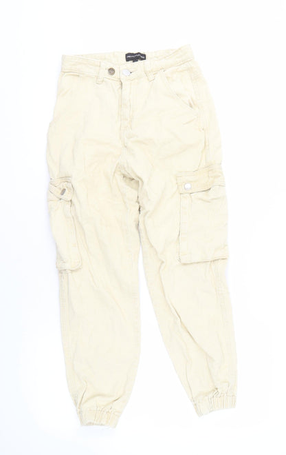 PRETTYLITTLETHING Women's Beige Cargo Trousers Size 6