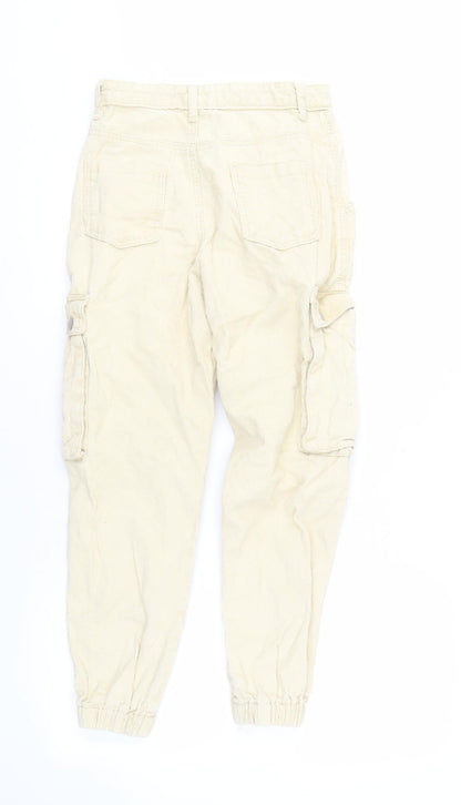 PRETTYLITTLETHING Women's Beige Cargo Trousers Size 6