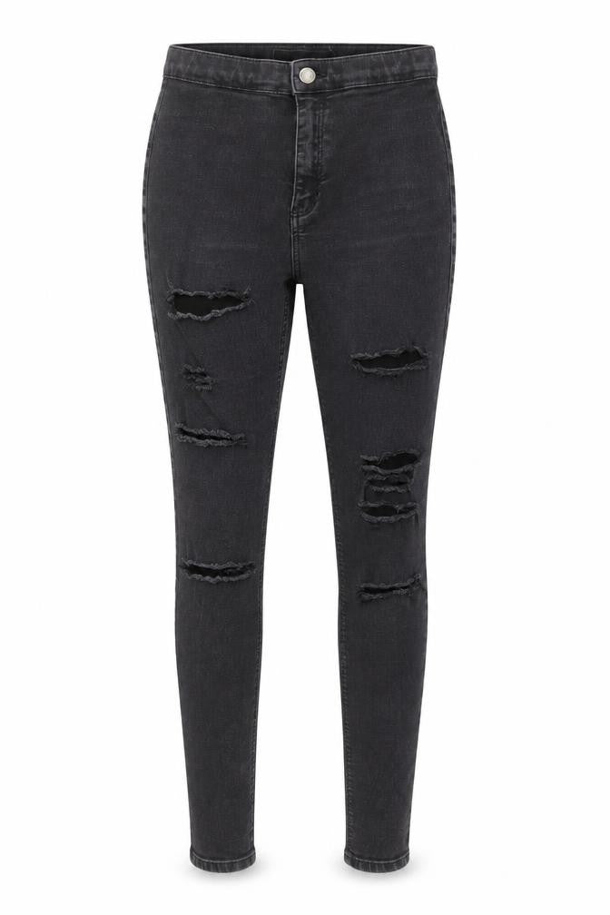 Topshop Women's Black Skinny Distressed Jeans Size 12