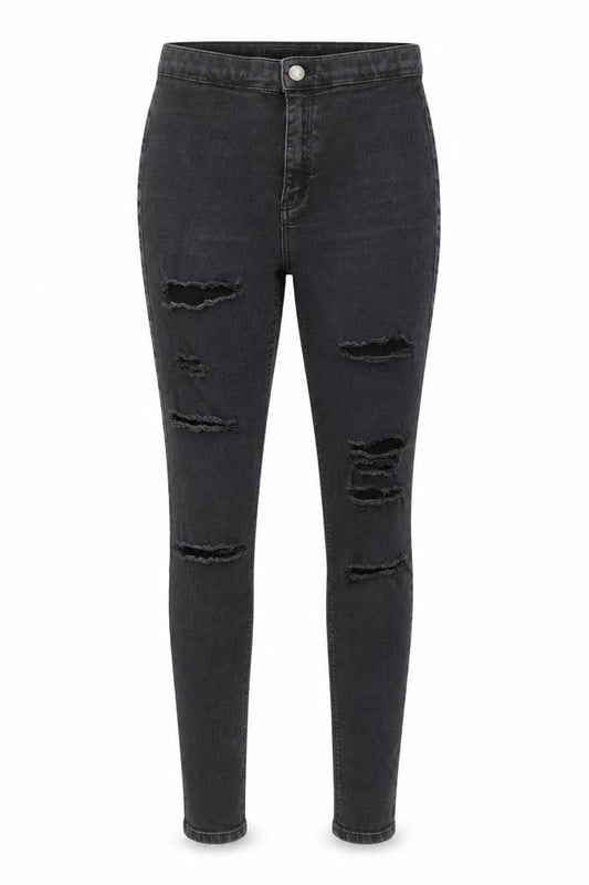 Topshop Women's Black Skinny Distressed Jeans Size 12
