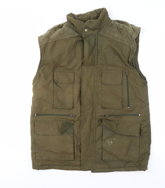 GS Outer Wear Men's Green Waistcoat, Size M, Pockets, Casual