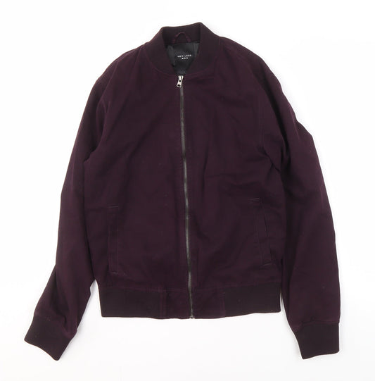 New Look Men's Purple Bomber Jacket, Size S, Casual Style