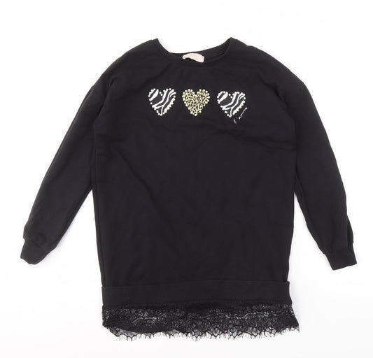 Lipsy Teens Black Pullover Sweatshirt with Lace Trim