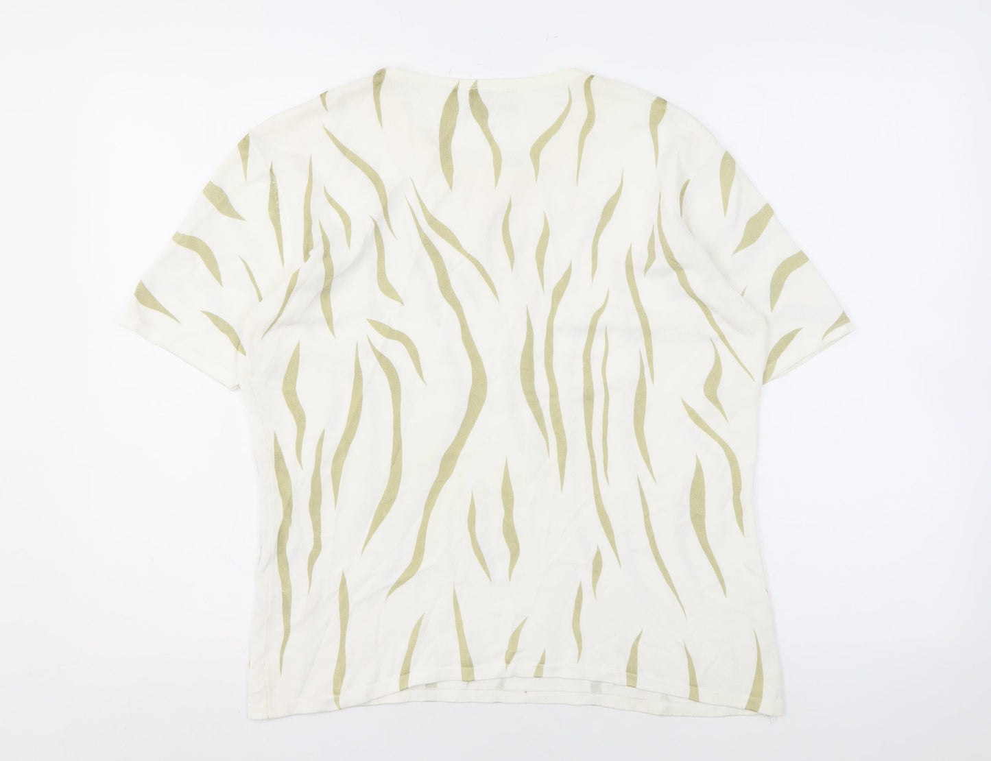 Roman Originals Women’s Ivory Knit Top, M/L, Embroidered Accents