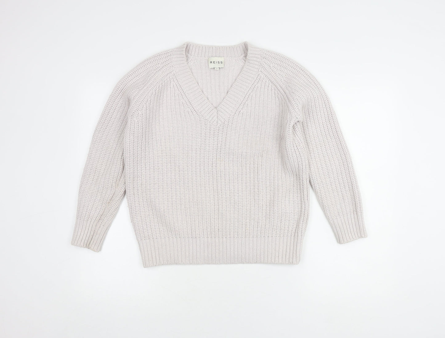 Reiss Women's Ivory V-Neck Pullover Jumper XS
