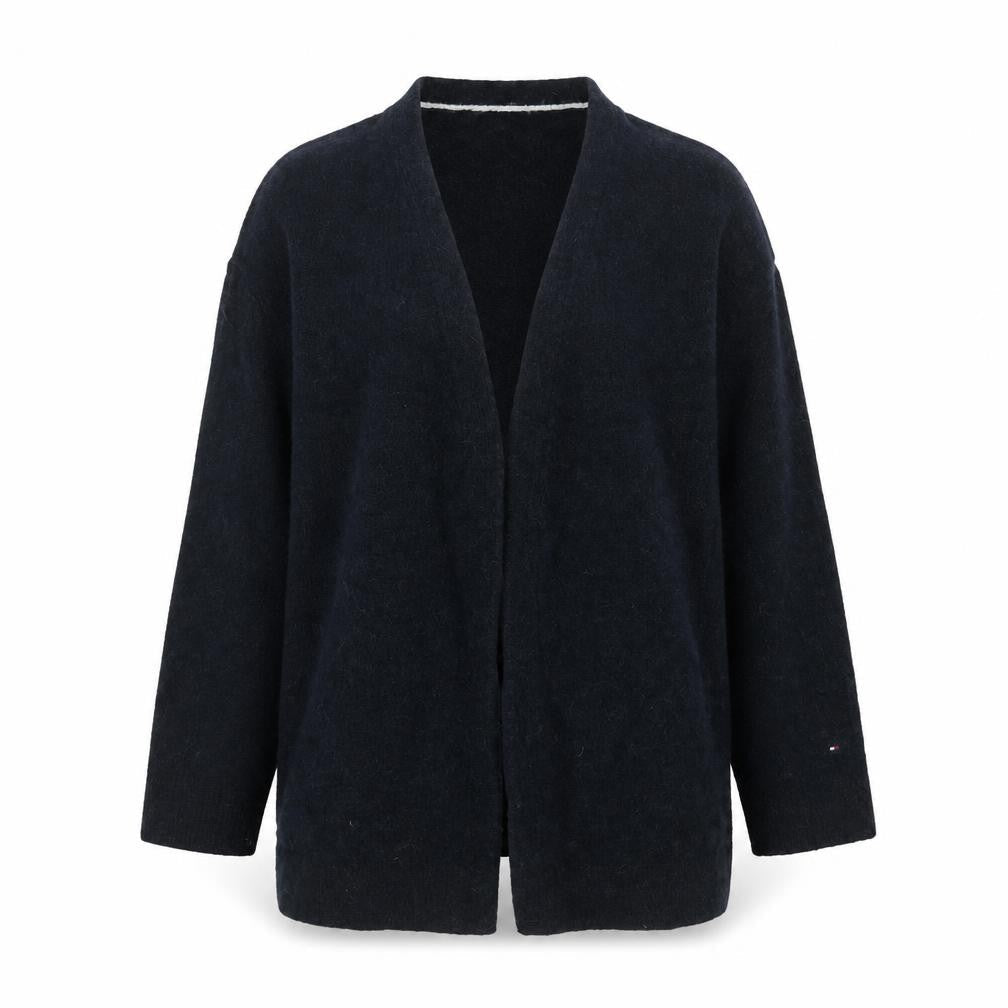Tommy Hilfiger Women's Black Open Front Cardigan S Wool Blend