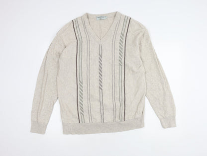 Greenwoods Men's Beige V-Neck Pullover Jumper L