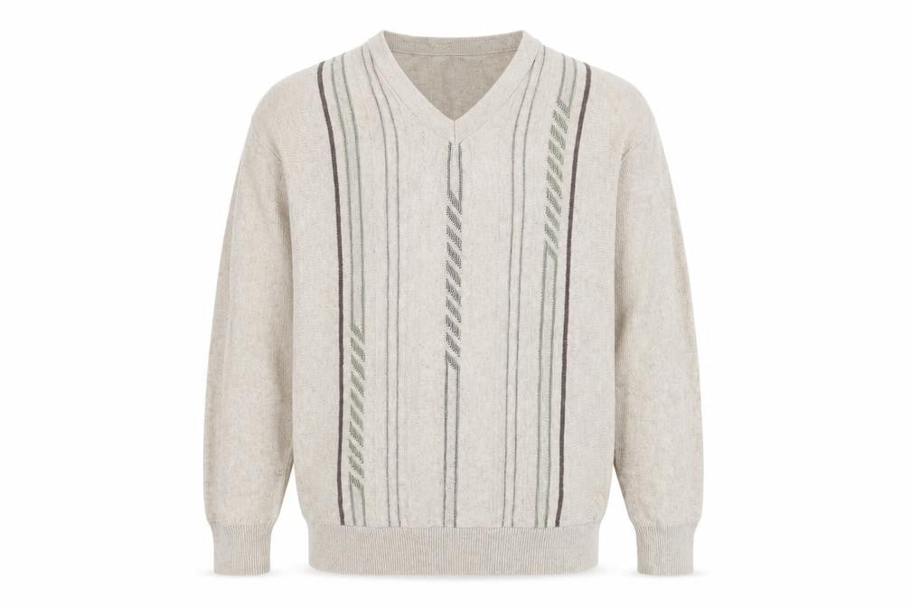 Greenwoods Men's Beige V-Neck Pullover Jumper L