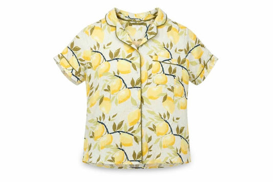 FatFace Women's Yellow Floral Pyjama Top Size 12