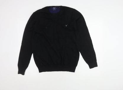 Additional front view of GANT Men's Black V-Neck jumper M Casual