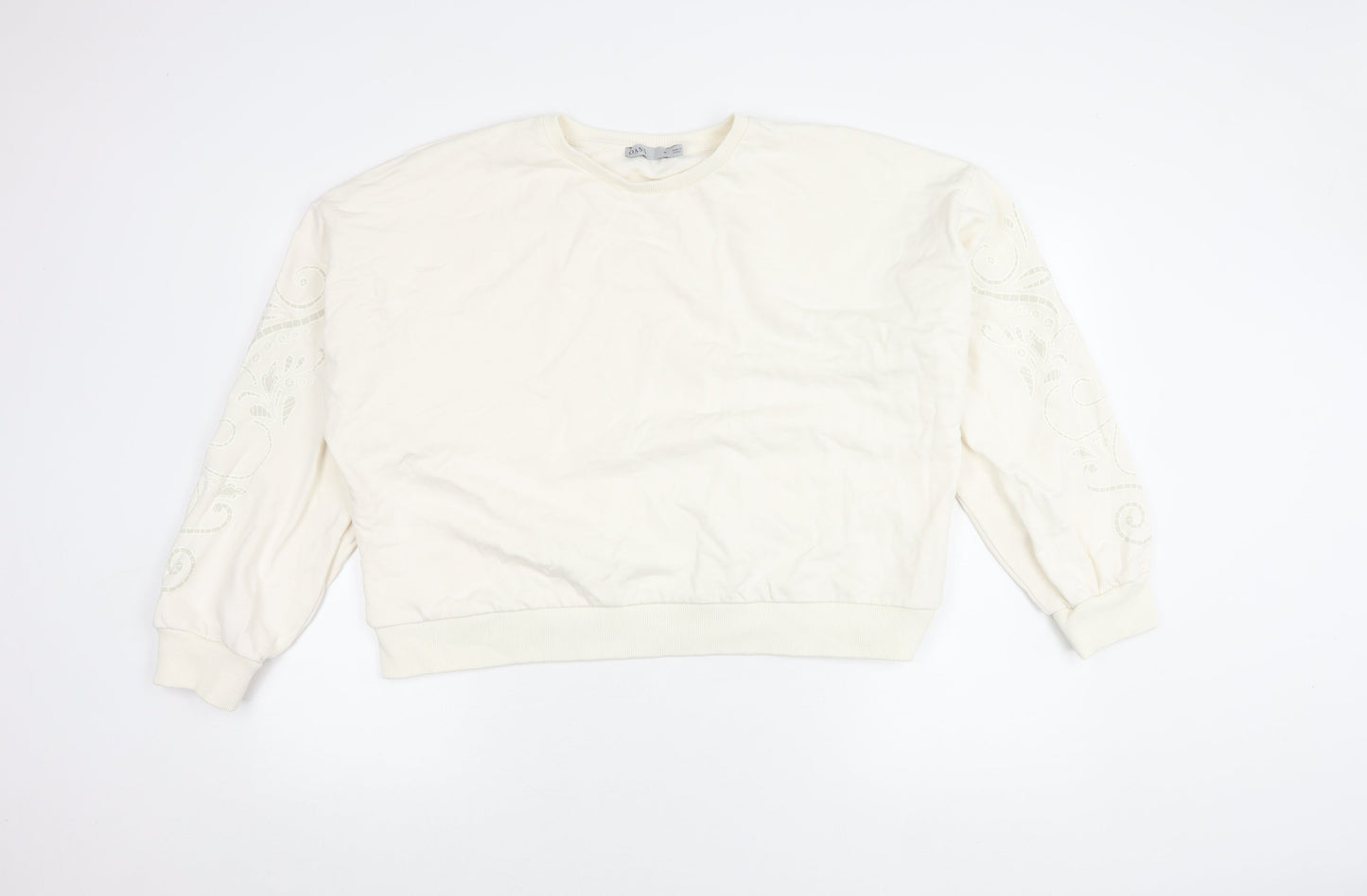 Oasis Women's Ivory Cotton Embroidered Pullover Jumper XL