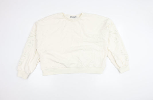 Oasis Women's Ivory Cotton Embroidered Pullover Jumper XL
