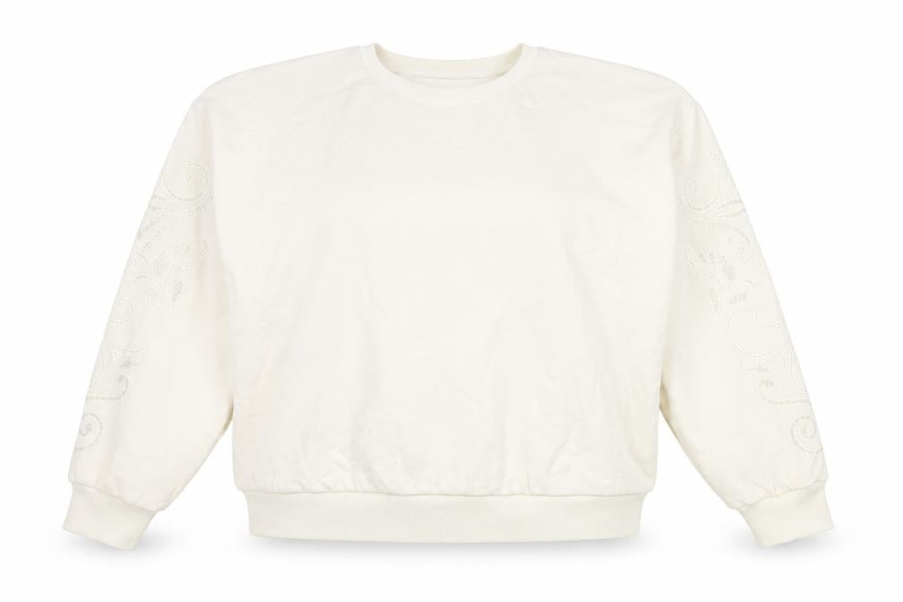 Oasis Women's Ivory Cotton Embroidered Pullover Jumper XL