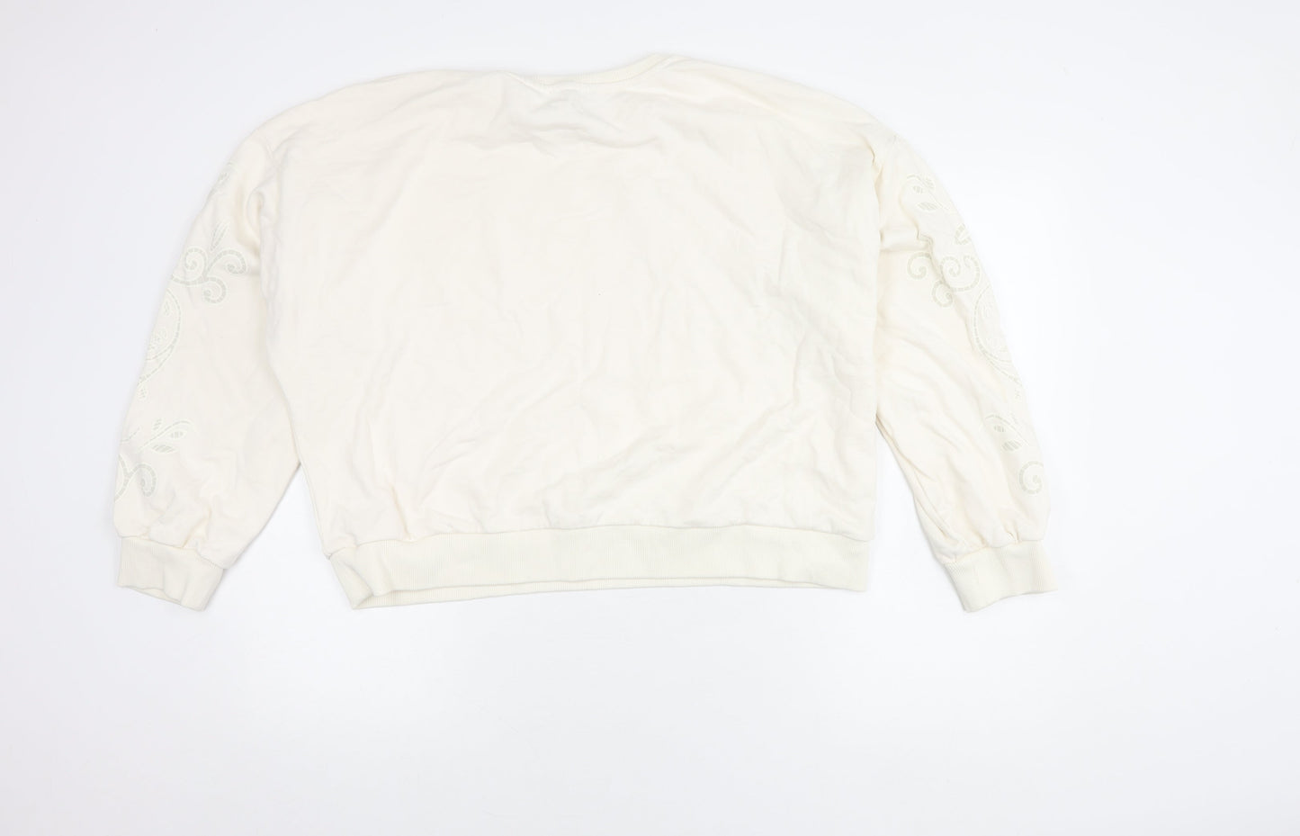 Oasis Women's Ivory Cotton Embroidered Pullover Jumper XL