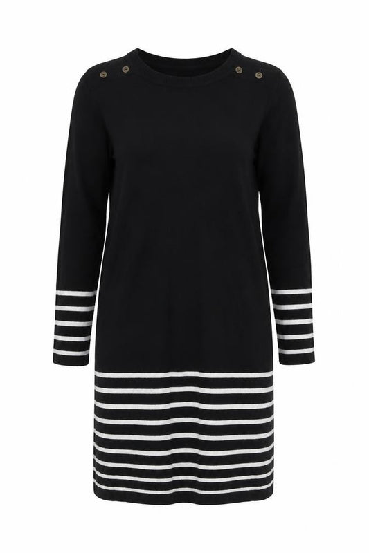 JoJo Maman Bébé Black M Women's Striped Shirt Dress