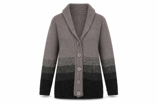 Damart Women's Grey Cardigan Size 10/12 V-Neck Knit
