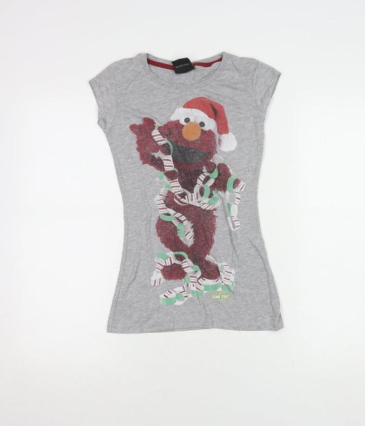 Preloved Sesame Street Grey Christmas T-Shirt, Size 6, Teens - Front