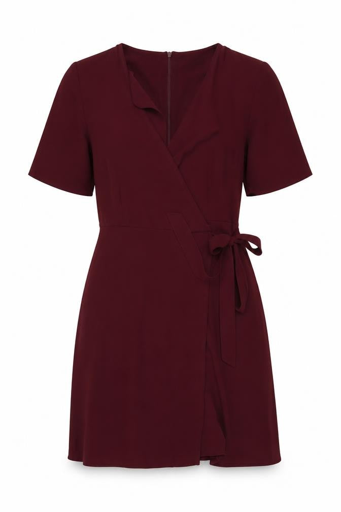 New Look Women's Red Wrap Dress Short Sleeve Size 8